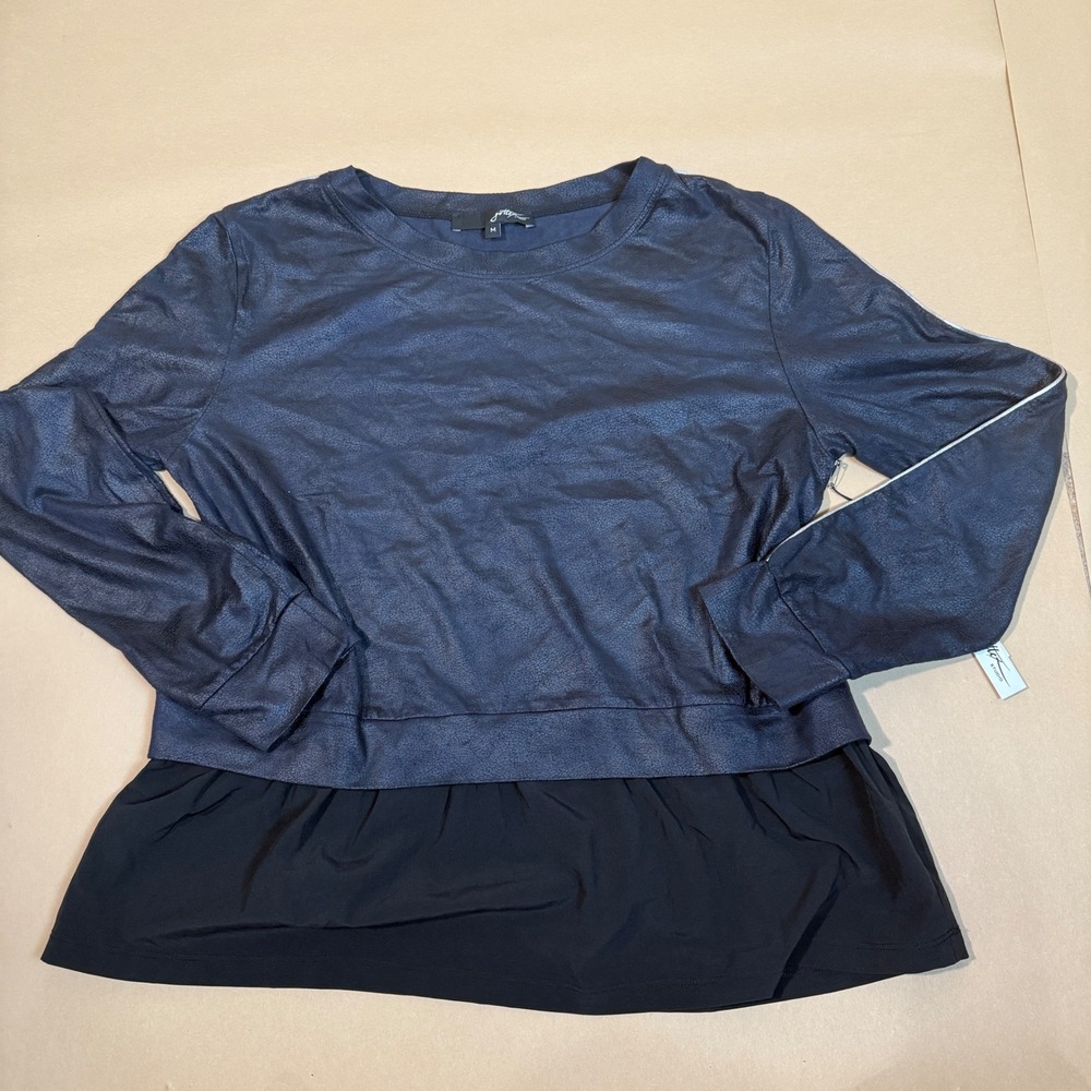 NEW! Gottex Studio‎ Faux Leather Combo Top Blouse - Size Medium
